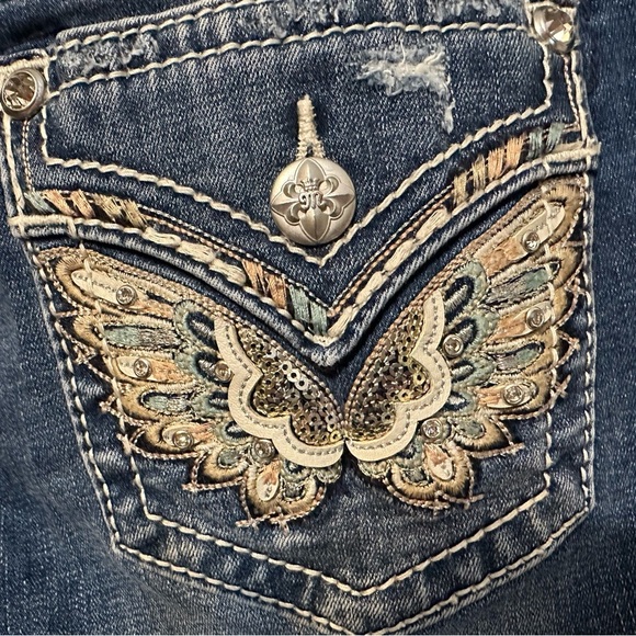 Ariat Jeans Womens 31L Dark Blue Trouser Bootcut Mid Rise Western Rodeo Flare - Picture 5 of 6